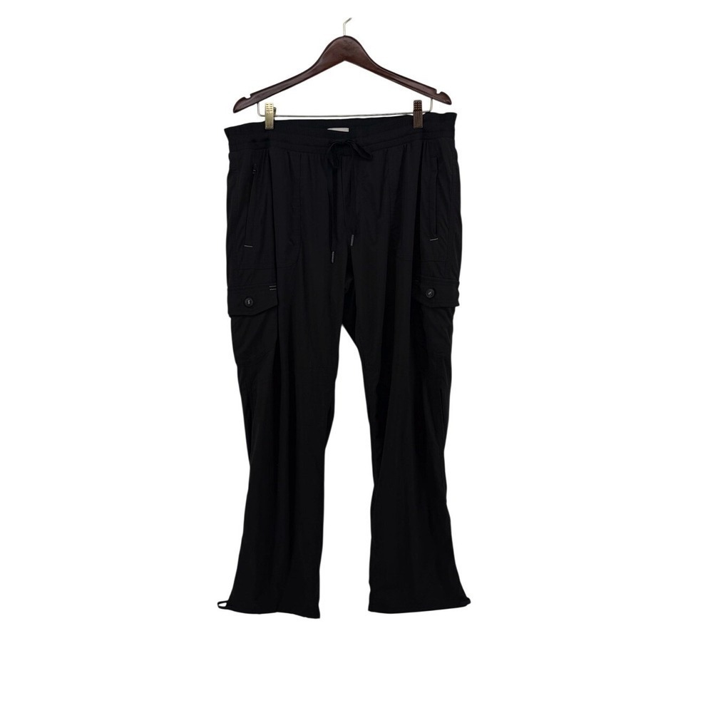 LL Bean Vista Camp Pants Womens XL Petite Black Cargo Hiking Stretch